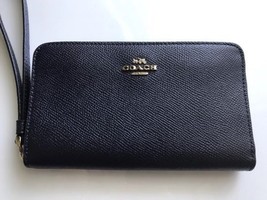 Coach Signature Leather Phone Wallet F58053 Midnight - $28.50