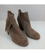 Vince Camuto Tan Suede Tasseled Side Zip Wedge Ankle Booties Size 9M - £36.71 GBP