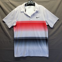 Nike Golf Standard Fit Dri-Fit Polo Colorblock Striped Polo Shirt Size M - $22.10