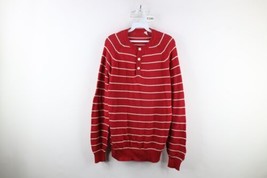 Vintage 90s Streetwear Mens Large Striped Knit Henley Pullover Sweater C... - $49.45