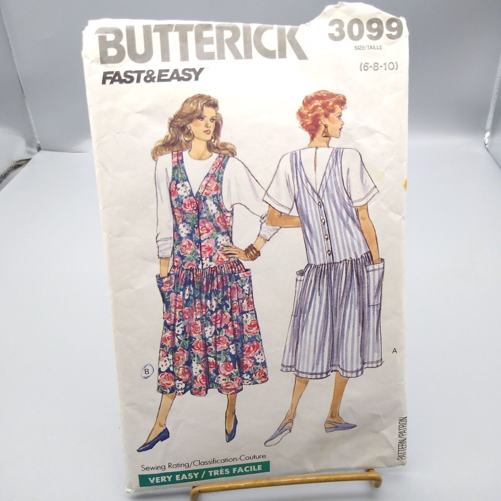 Vintage Sewing PATTERN Butterick 3099, Misses Fast and Easy 1989 Jumper and Top - $17.42