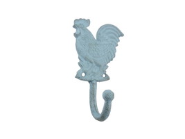 [Pack Of 2] Rustic Light Blue Cast Iron Rooster Hook 7&quot;&quot; - £36.03 GBP