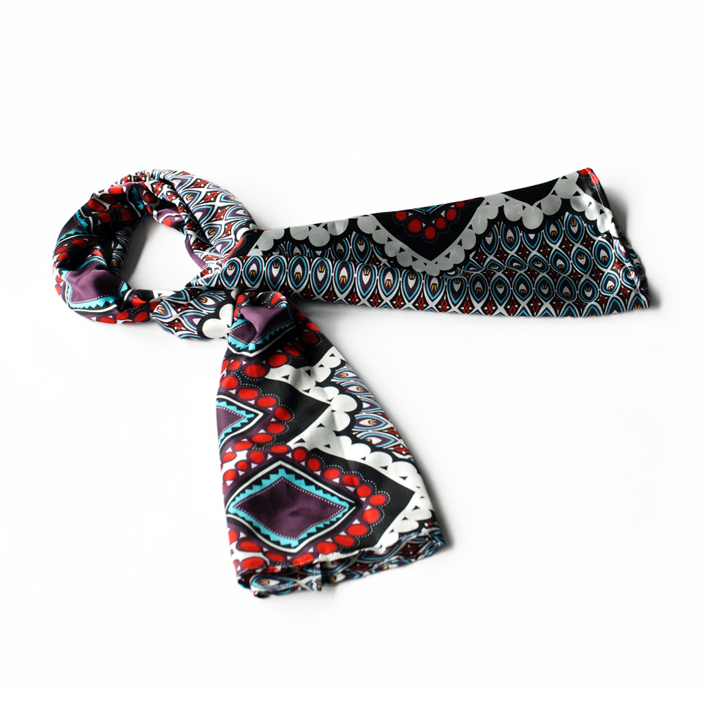 Purple Tone Fantastic Multi-Patterns Silky Scarf(Large)