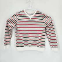 Kim Rogers Womens Pullover Sweatshirt White Red Striped Long Sleeve Petites PS - £13.40 GBP