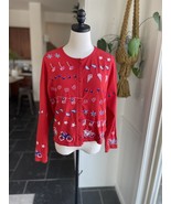 Michael Simon Lite Patriotic American Flag July 4th Button Front Crop Top M - $38.39 CAD