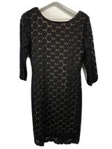 Ronni Nicole Black Lace Sheaths Dress Formal Party Cocktail 3/4 Sleeve Lined 6 - £27.43 GBP