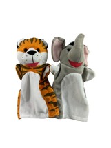 Lot of 2 Melissa &amp; Doug Hand Puppets Tiger Elephant Imaginative Play - £9.44 GBP