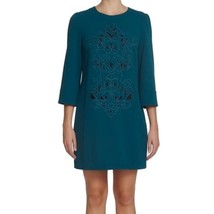NWT Womens Size 8 Cynthia Steffe Dark Teal Green Anya Embroidered Shift Dress - £44.78 GBP