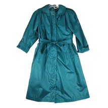 Vintage 90s BRITISH MIST Teal Trench Rain Coat Removable Liner Belt Women&#39;s 3/4 - £30.43 GBP