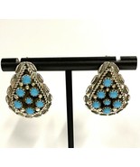 Tina Jones Handmade Navajo Sterling Silver &amp; Turquoise Teardrop Earrings... - $66.49