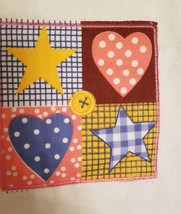 Kitchen Hand Towels set of 2 Embroidered Applique Hearts Stars Red Yellow NWT image 4