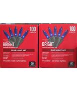 Lot Of 2 Make The Season Bright 100 Blue Light Set, 20-Ft Green Wire - $27.59 CAD