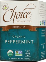Choice Organic Teas Herbal Tea, 16 Tea Bags, Peppermint, Caffeine Free - £7.95 GBP