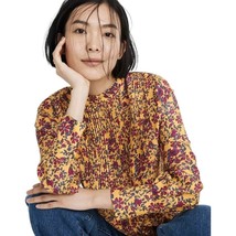 Apiece Apart Silk Sez Floral Pintuck Blouse Size 4 Yellow Pink Top Madew... - $59.39
