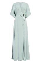 Reformation Winslow draped wrap Long Maxi dress MEDIUM M celadon short s... - $126.72