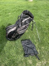Nike Golf Bag W/ Stand 6 Slots 35” Tall Burgundy Black Shoulder Strap READ - £70.46 GBP