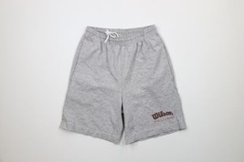 Vintage 90s Wilson Mens Small Faded Spell Out Above Knee Shorts Heather Gray USA - £33.26 GBP