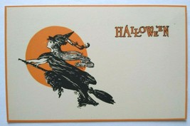 Halloween Postcard Gibson Witch Flying On Broom By Moon Unused Scarce Fa... - £103.13 GBP