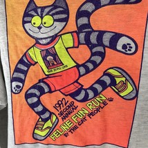 Vintage 90s Shirt Feline Fun Run The Cat People Graphic Tee L Grunge Neon Kitty - £27.20 GBP