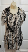 Sami &amp; Jo Plus Black/White Abstract Print Accordion Tunic Top S/S size 20&quot;/40&quot; - £7.82 GBP