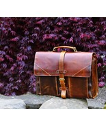 KALATING Personalized Handmade Real Leather Mens Briefcase Laptop Bag 15... - $266.70 CAD