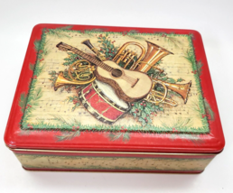 Keller-Charles Tin Box Musical Instruments Red Winter Holiday Collectible - £7.92 GBP