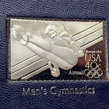 Franklin mint postage stamp sterling silver Olympics 1984 USA Mens gymnastics US - £19.74 GBP
