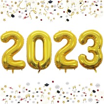 42 Inch 2023 Gold Foil Number Balloons For 2023 New Year Eve Festival Party Supp - £12.68 GBP