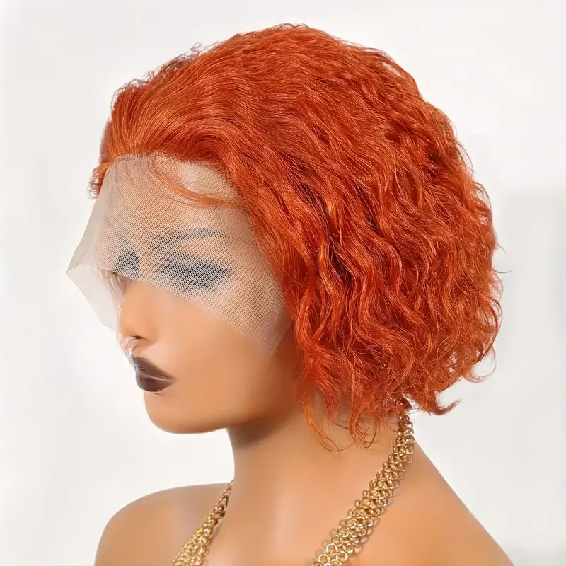 350 Colored Pixie Cut Lace Wig Short Fumi Curly 13X1 Transparent Part Lace Wi - £41.45 GBP