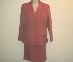 Le Suit Petite Jacket &amp; Skirt Suit, Size 10P Light Red, Single Breasted - £20.89 GBP