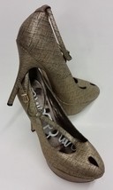 Sam Edelman Womens Shoes Heels Ankle Strap Platform Gold Black Peep Toe  - £39.54 GBP