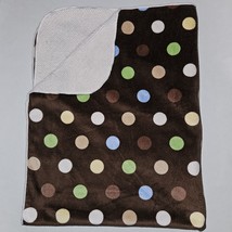 Circo Brown Polka Dot Baby Blanket Fleece Lovey Green White Tan Blue 30x38 - $24.70