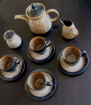 Gourmet Expressions Simply Basic Speckled Stoneware 13 Pc Coffee Tea Set Service - £39.56 GBP