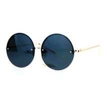 Rimless Style Sunglasses Round Circle Flat Lens Shades Gold Frame - £8.38 GBP