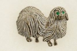 Vintage Costume Jewelry GERRYS Gray Enamel Pomeranian Puppy Dog Brooch Pin - £12.85 GBP