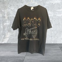 Vintage ACDC Mens Shirt Large Black Short Sleeve For Those About To Rock - £10.85 GBP