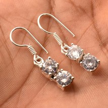 Cubic Zirconia Round Shape Handmade Fashion Earrings Jewelry 1.20&quot; SA 3865 - £3.18 GBP