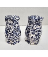Vtg Blue White Ceramic Chintz Floral Salt &amp; Pepper Shakers Complete With... - €10,52 EUR