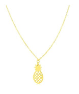 14K Yellow Gold Openwork Pineapple Pendant Necklace, 18in, womens tropical - €110,19 EUR