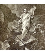 1888 Jesus Calms Storm On The Sea Victorian Religious Art Print Bible DWN9F - $920.64 MXN