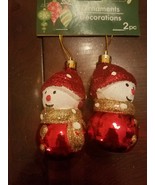 Red snowmen 2 pc Christmas Tree Ornaments upc 639277434159 - £8.52 GBP