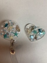 retractable badge holder ID Tag - Pretty Seashells- Unique And Handmade - £8.52 GBP