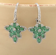 Kagem Zambian 2.4ctw Emerald and Zircon 925 Drop Earrings - £113.04 GBP
