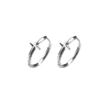 925 Silver Plated Star Small Hoop Earrings for Men Women - £8.70 GBP