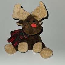 Animal Adventure Brown Reindeer Plush Moose Deer Lovey Scarf Green Red N... - $17.77