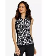 NWT TAIL Black &amp; White Tetra Geo Florentina Sleeveless Mock Golf Shirt - M - $44.99