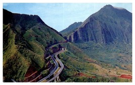 Aerial View Pali Tunnel &amp; Highway on the windward side of Oahu Hawaii Postcard - £7.74 GBP