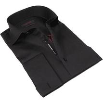 Men Shirt AXXESS Turkey Egyptian Cotton High Collar French Cuffs 224-05 Black image 8
