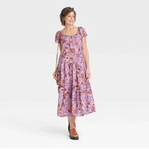 Knox Rose Women&#39;s Flutter Short Sleeve A-Line Dress Purple Haze Floral X... - £14.81 GBP