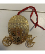 Horse Drawn Carriage Gold Metal Christmas Ornament Forbes - $21.04